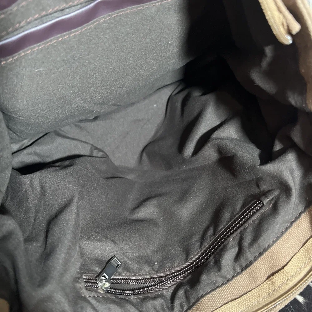 Augur Strauss‎ & Co Brown Canvas & Leather Detail Messenget Crossbody Bag